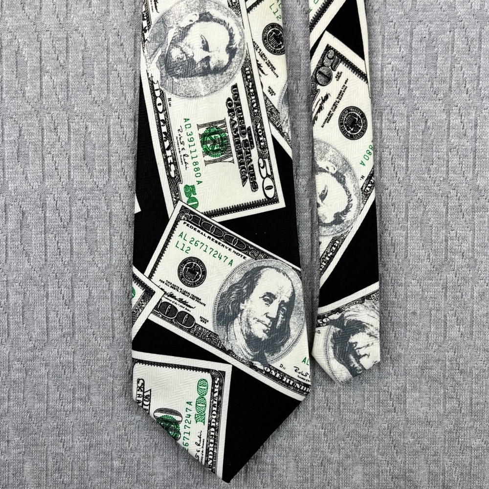 $100 bills currency Romario Manzini 58X4 Necktie Money‎ Print Wall Street pimp